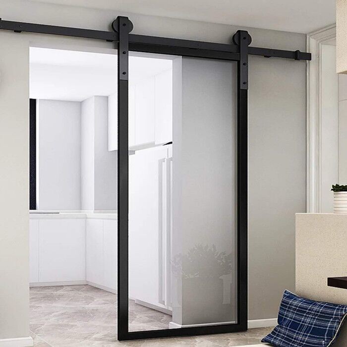 Simple Design Black Aluminium Glass Barn Door Sliding Door for Shower Enclosure